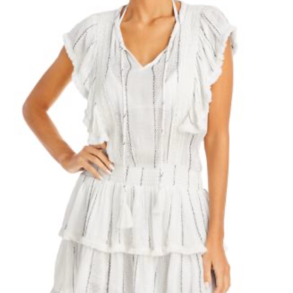 NWT Blue Island Beach boho Cream Ruffled Dress small
